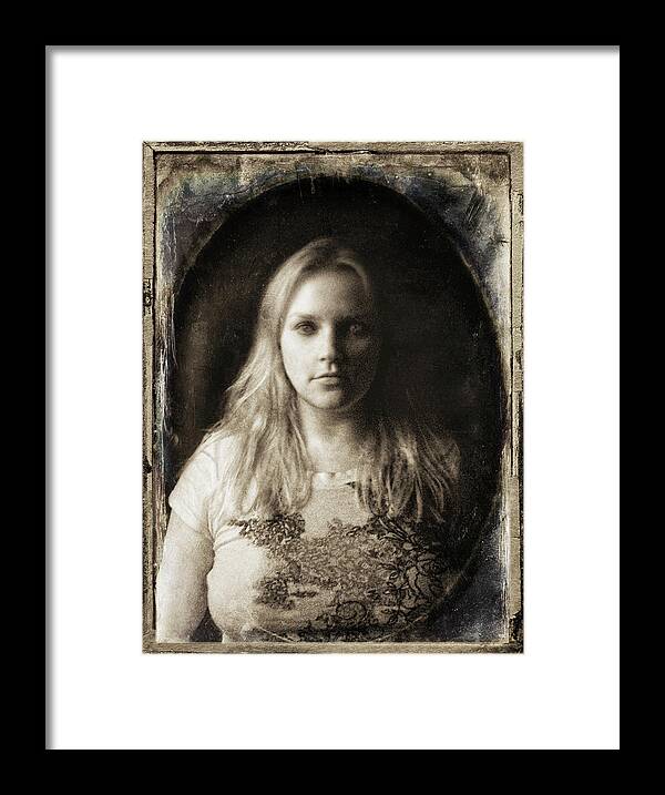 Vintage Framed Print featuring the photograph Vintage Tintype IR Self-Portrait by Amber Flowers