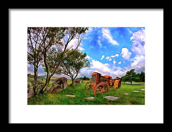 North Carolina Framed Print featuring the painting Vintage Tractor in the Blue Ridge AP by Dan Carmichael