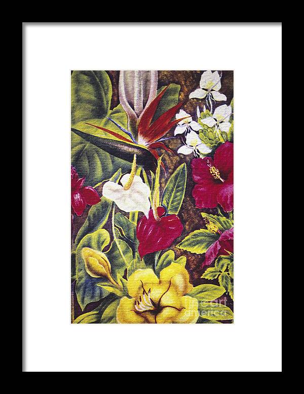 1940 Framed Print featuring the painting Vintage Tropical Flowers by Hawaiian Legacy Archive - Printscapes