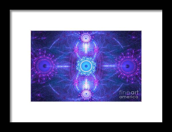 Apophysis Framed Print featuring the digital art Violet Blue Satellites by Kim Sy Ok