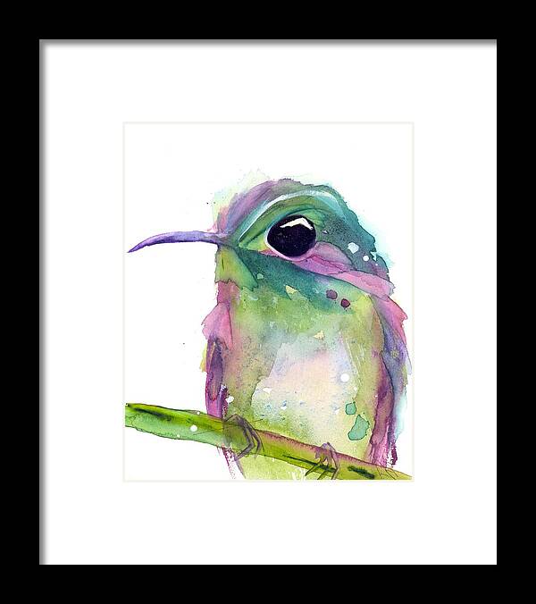 Violet Ear Hummingbird Framed Print featuring the painting Violet's Rest by Dawn Derman