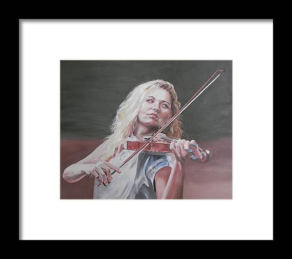 Female Framed Print featuring the painting Violin Solo by John Neeve