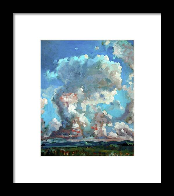 Cumulus Clouds Framed Print featuring the painting Virginia Sky by Susan Bradbury