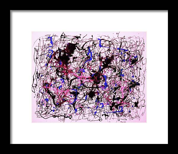 Abstraction Framed Print featuring the painting Visible String Theory by Thea Recuerdo