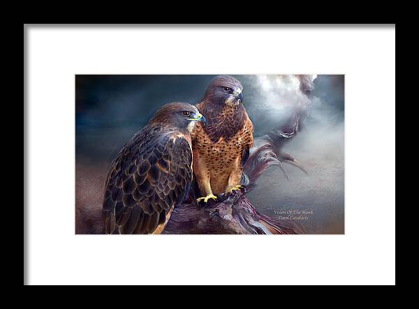 Hawk Framed Print featuring the mixed media Vision Of The Hawk by Carol Cavalaris