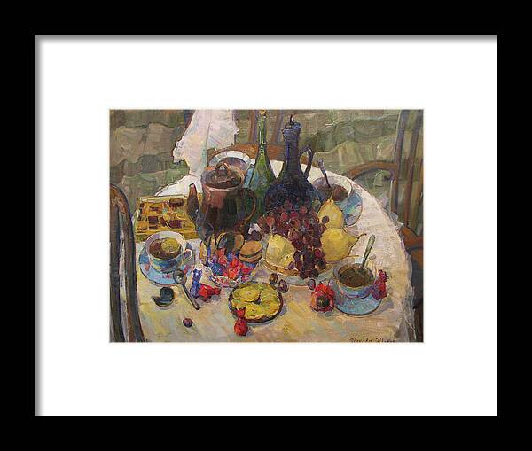 Still Life Framed Print featuring the painting Visitors by Juliya Zhukova