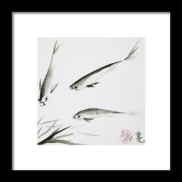 Fish Framed Print featuring the painting Vitality by Oiyee At Oystudio
