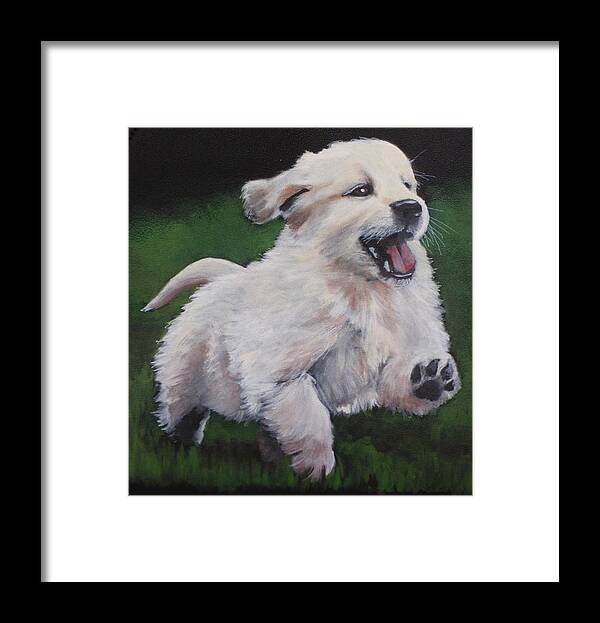Puppy Framed Print featuring the painting Vivian by Carol Russell