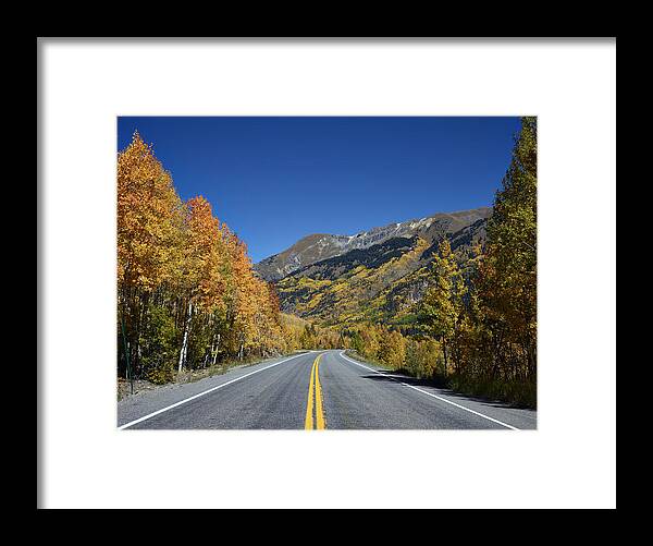 Carol M. Highsmith Framed Print featuring the photograph Vivid fall colors on the Million-Dollar Highway in San Juan County in Colorado by Carol M Highsmith