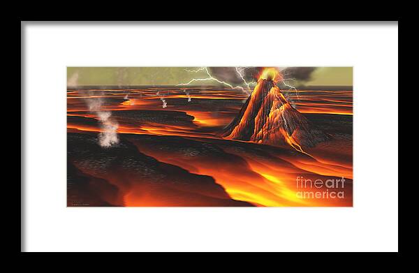 Volcanic Framed Print featuring the painting Volcanic Planet by Corey Ford