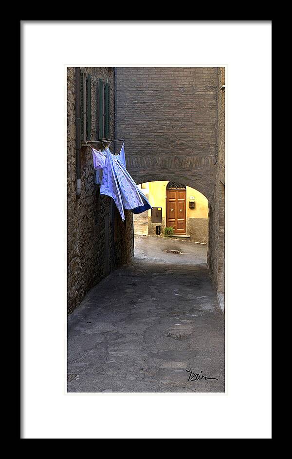 Italian Back Alley Framed Print featuring the photograph Volterra Back Street by Peggy Dietz