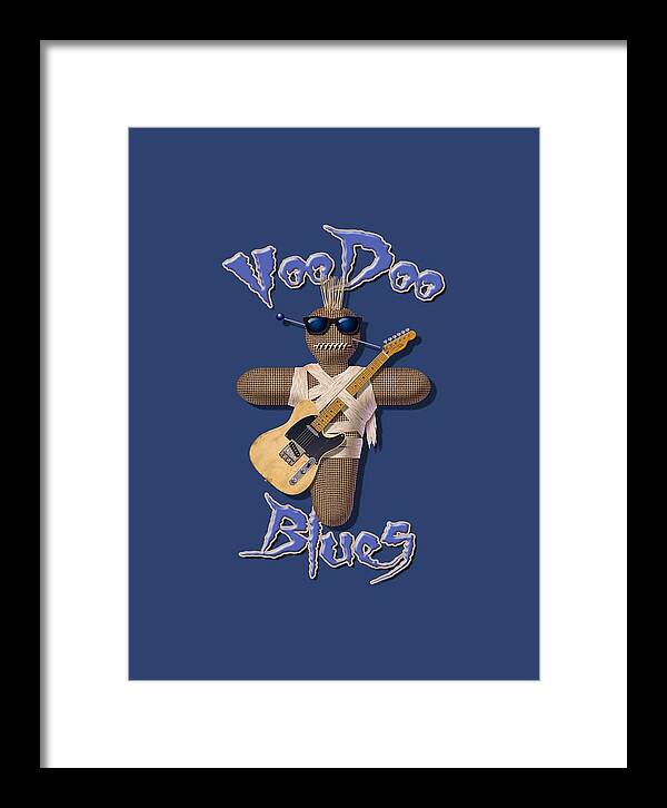 Blues Framed Print featuring the digital art Voodoo Blues T Shirt by WB Johnston