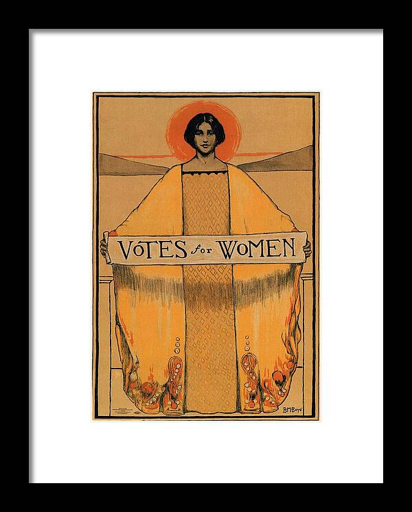 Votes For Women Framed Print featuring the mixed media Votes for Women - Vintage Propaganda Poster by Studio Grafiikka