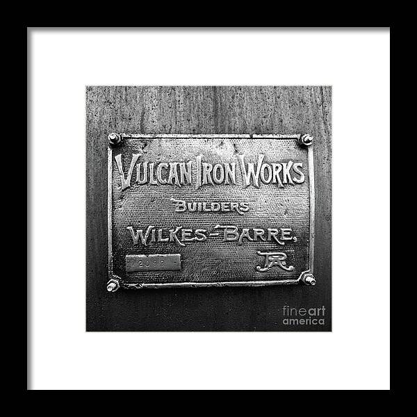 Black And White Framed Print featuring the photograph Vulcan Ironworks Badge by Jason Freedman