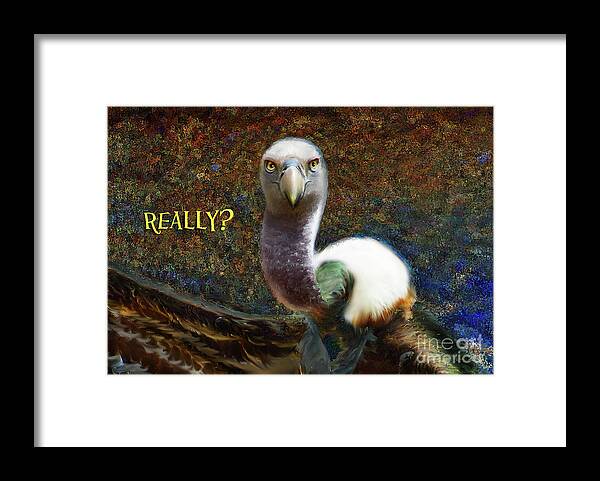 Note Card Framed Print featuring the digital art Vulture Note Card by Lisa Redfern