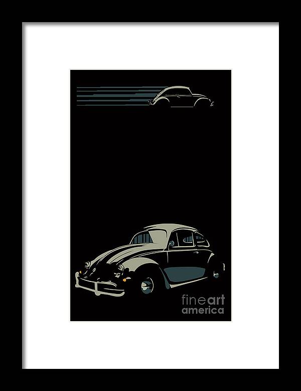 Bug Framed Print featuring the digital art VW beatle by Sassan Filsoof