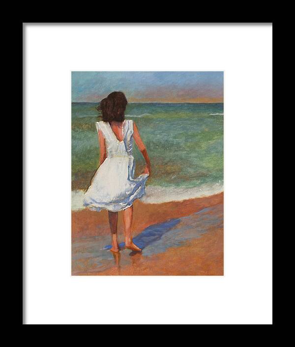 Girl Framed Print featuring the painting Wading by Robert Bissett