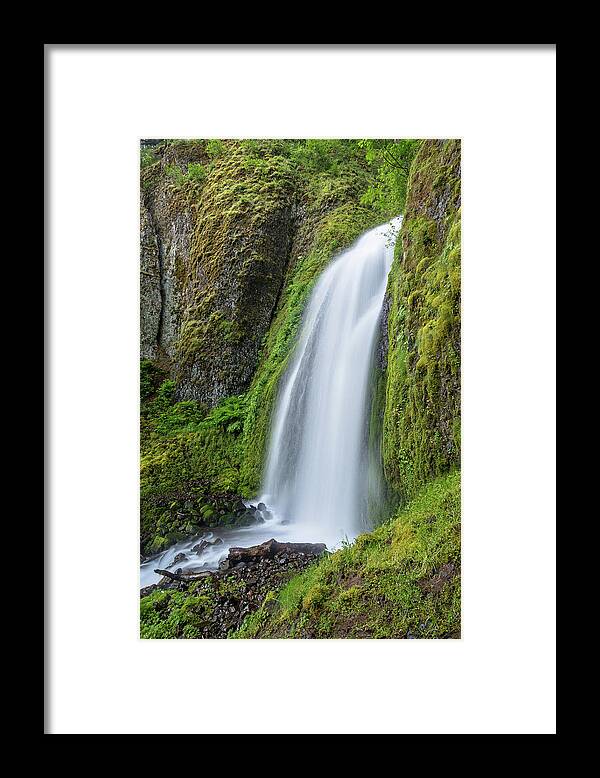 Wahkeena Falls Framed Print featuring the photograph Wahkeena Falls by Greg Nyquist