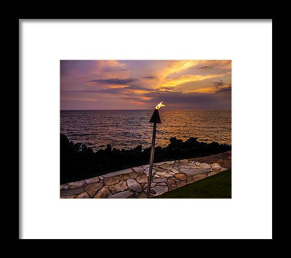 Hawaii Framed Print featuring the photograph Sunset Torch Waikoloa by Pamela Newcomb