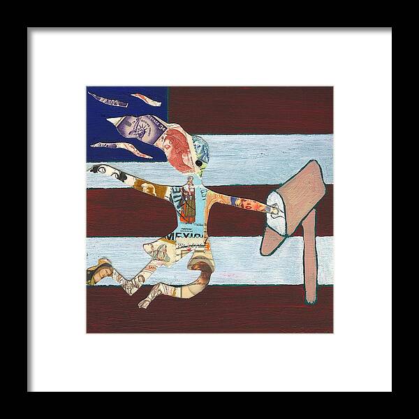 Flag Framed Print featuring the painting Wait A Minute Miss Postgirl by Ricky Sencion