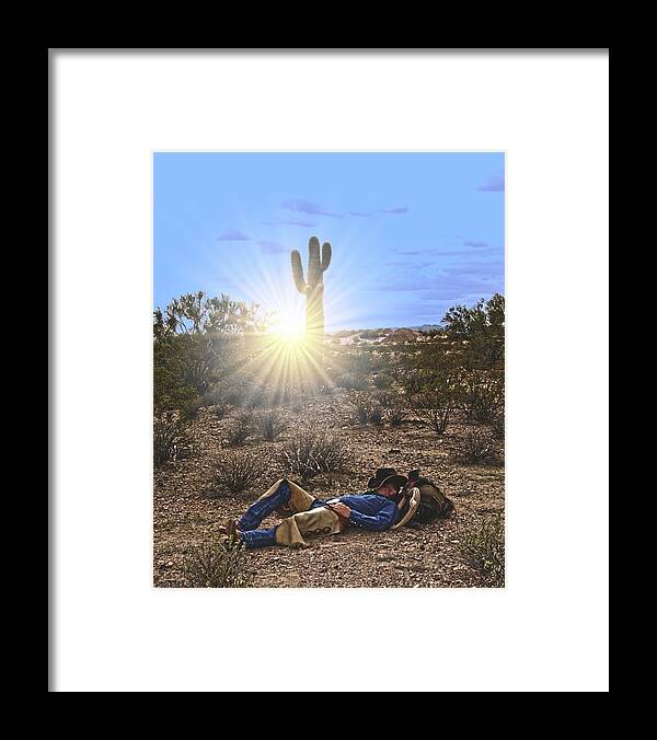 Cowboy Framed Print featuring the photograph Waitin' on a Horse by Amanda Smith
