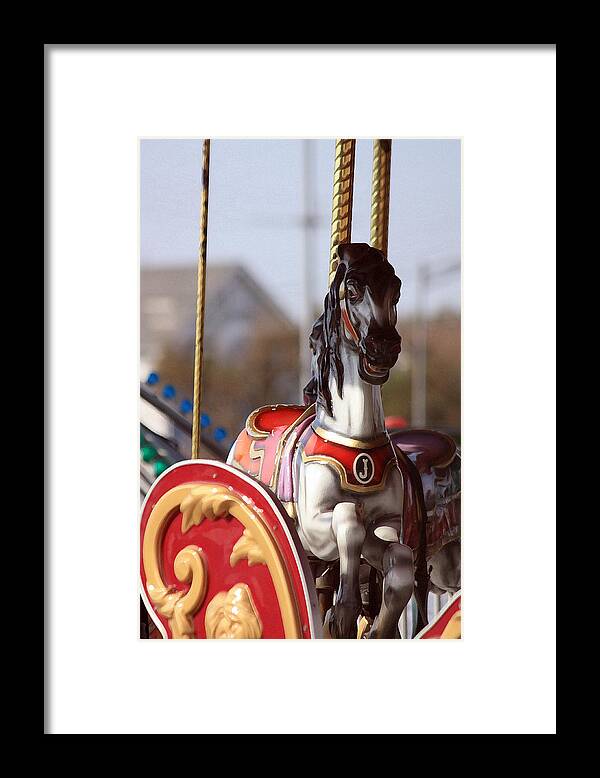 Carousel Framed Print featuring the photograph Waiting For a Rider by Mary Haber