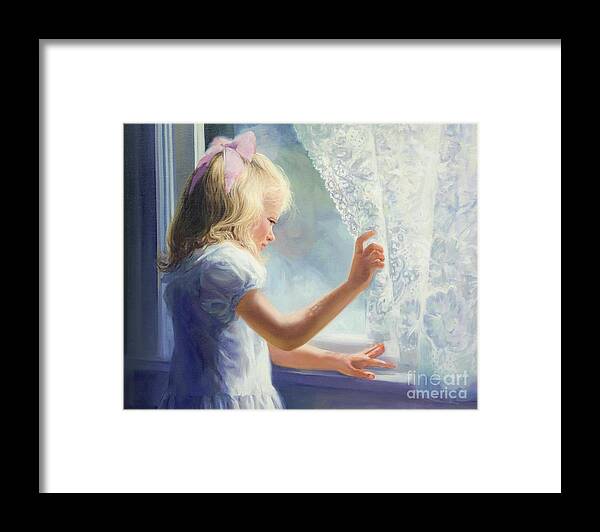Fine Art Framed Print featuring the painting Waiting For Grandma by Laurie Snow Hein