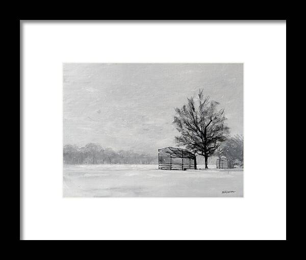Landscape Framed Print featuring the painting Waiting for Spring by Peter Salwen