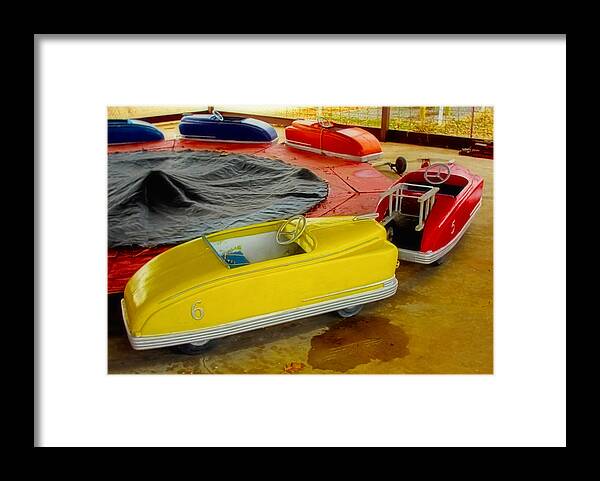 Kids Framed Print featuring the photograph Yellow Car Ride - Waiting for Summer by Tony Grider