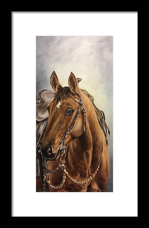 Acrylic Framed Print featuring the painting Waiting for the Rider by Sheila Tysdal