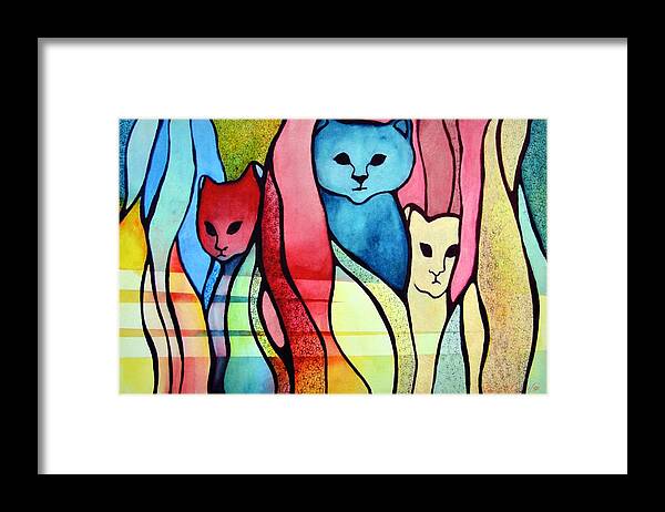 Cats Framed Print featuring the painting Waiting by Pamela Lee