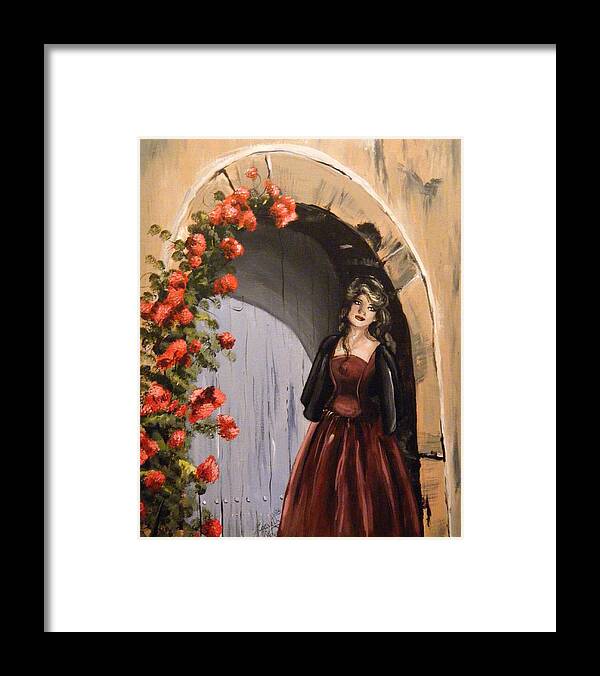 Door Framed Print featuring the painting Waiting by Scarlett Royale