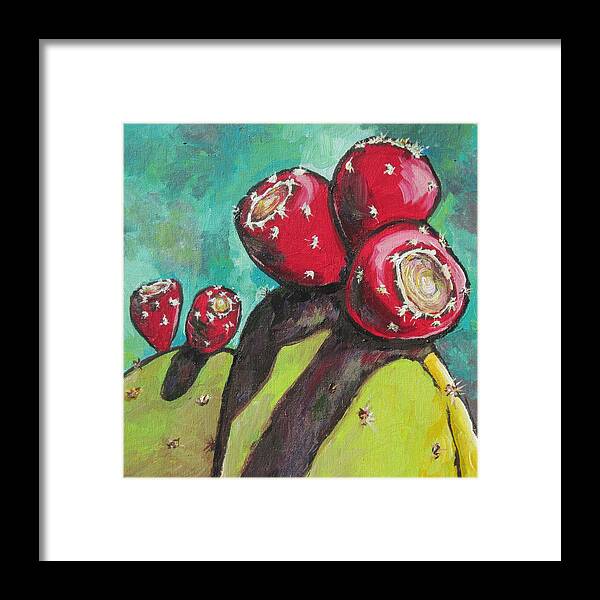 Prickly Pear Framed Print featuring the painting Waiting to be Picked by Sandy Tracey