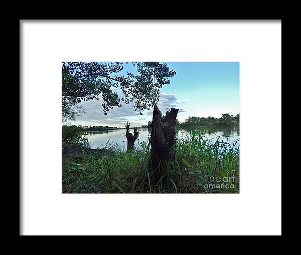 Nature Framed Print featuring the painting Walk Along The River In Verdun by Reb Frost