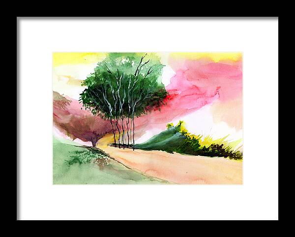 Watercolor Framed Print featuring the painting Walk away by Anil Nene