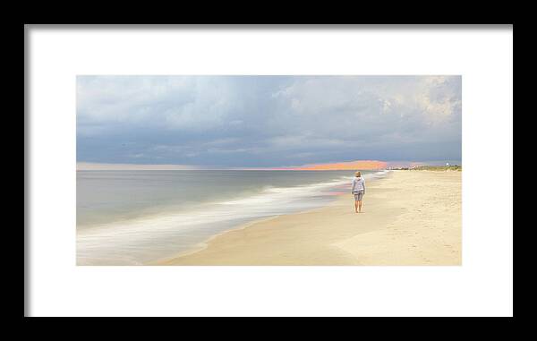 Beachclub Framed Print featuring the photograph Walk on the beach by Nick Noble