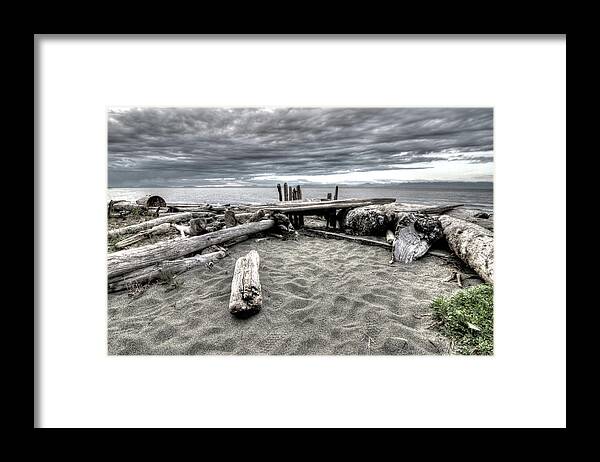 Walk Right In Framed Print featuring the photograph Sit here and Watch the Sea by Kathy Paynter