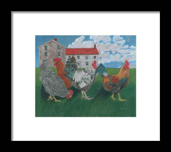 Chicken Framed Print featuring the painting Walk This Way by Arlene Crafton