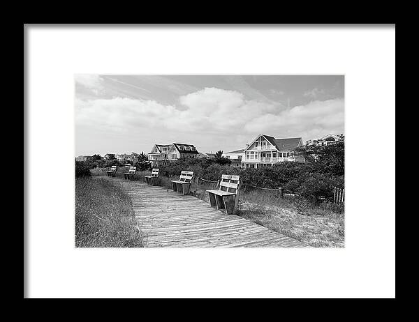 Black And White Framed Print featuring the photograph Walk Through the Dunes in black and white by Richard Goldman