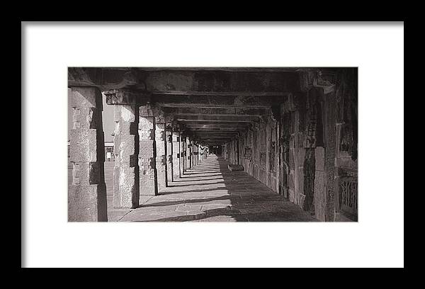 Krishnan Srinivasan Framed Print featuring the photograph Walk way - Belur by Krishnan Srinivasan