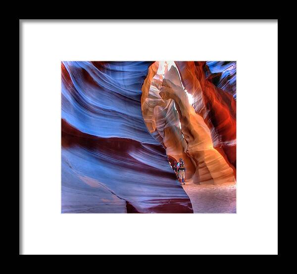 Antelope Framed Print featuring the photograph Walking in Antelope Canyon by Farol Tomson