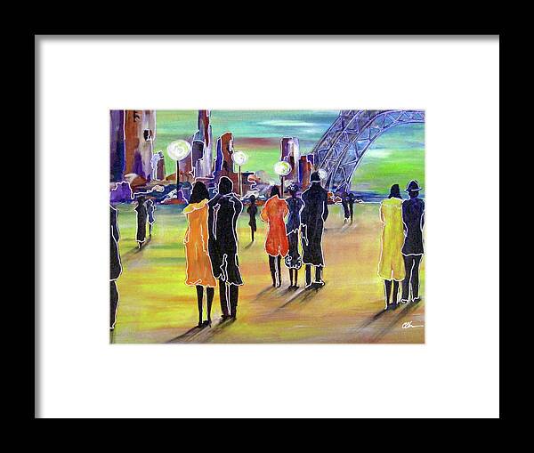 Cityscape Framed Print featuring the painting Walking in Paris by Cheryl Ehlers