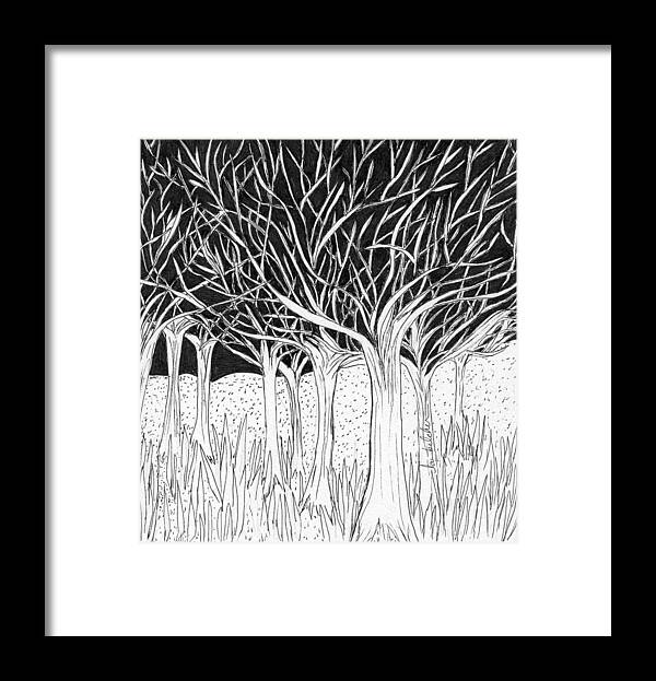 Trees Framed Print featuring the painting Walking Out of the Woods by Lou Belcher