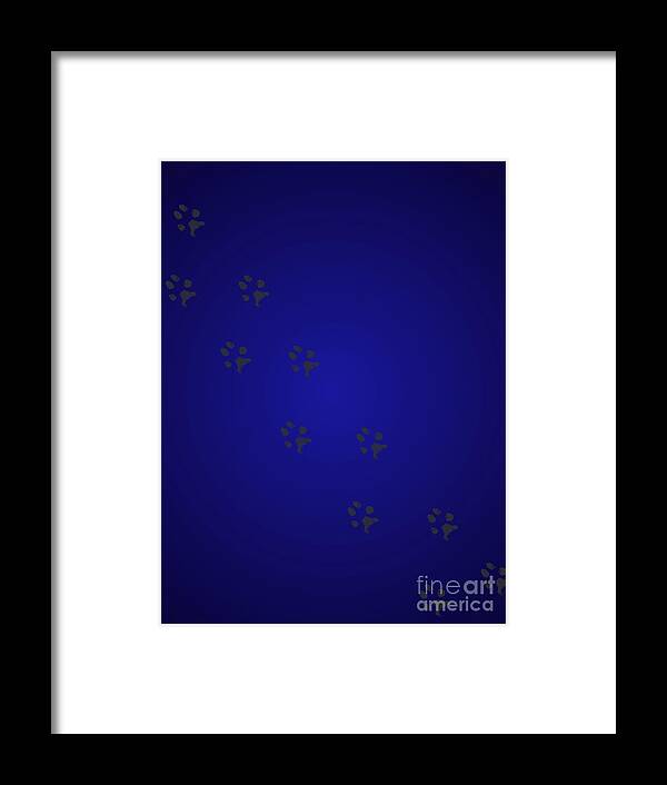 Walking Paws Framed Print featuring the digital art Walking Paws - Royal Blue by Raven Steel Design