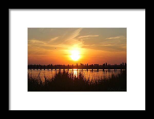 Sun Framed Print featuring the photograph Walking The Bridge At Sunset by Robert Banach