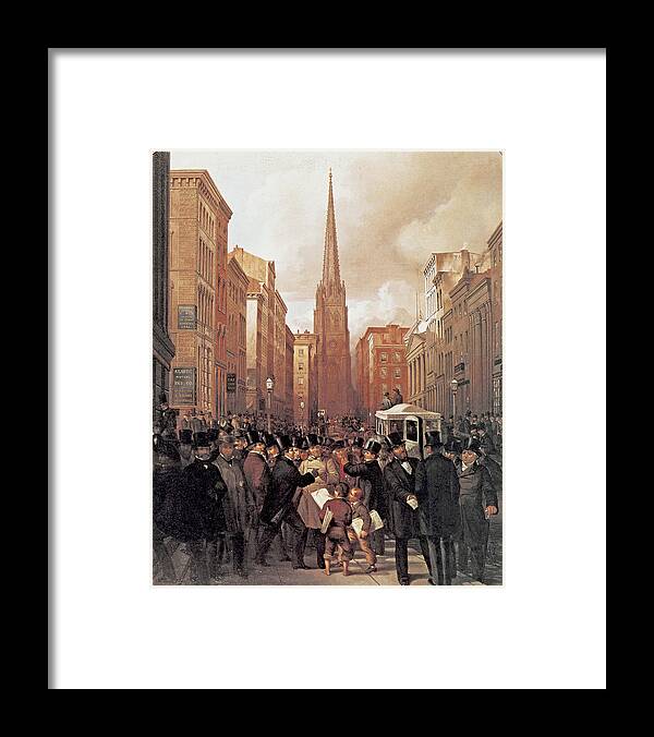 James H. Cafferty Framed Print featuring the painting Wall Street 1857 by James H Cafferty 