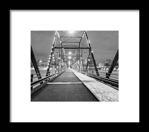 Walnut St. Bridge Harrisburg Pennsylvania Framed Print featuring the photograph Walnut St. Bridge at Night by John Daly