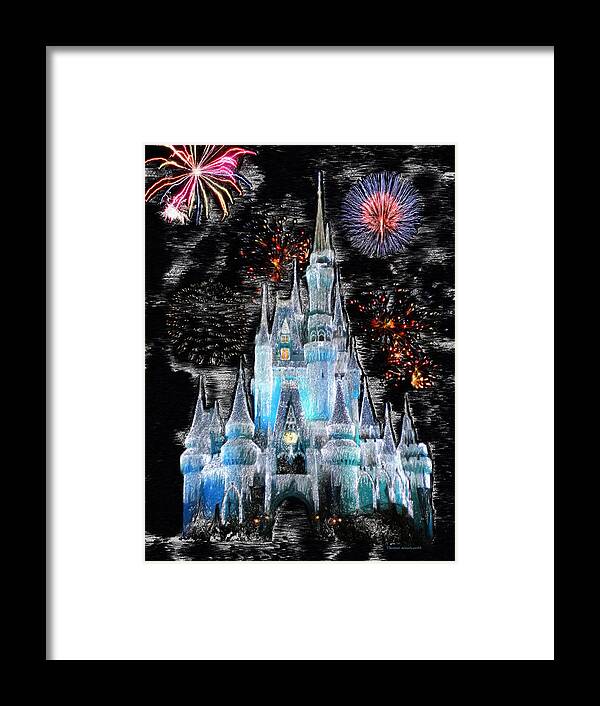 Castle Framed Print featuring the photograph Walt Disney World Frosty Holiday Castle MP by Thomas Woolworth