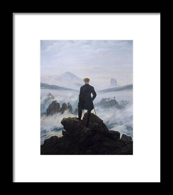Caspar David Friedrich Framed Print featuring the painting Wanderer Above The Sea Of Fog by Caspar David Friedrich