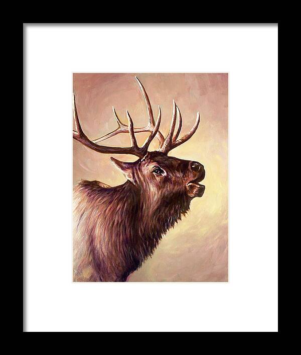 Animal Framed Print featuring the painting Wapiti by Ed Breeding